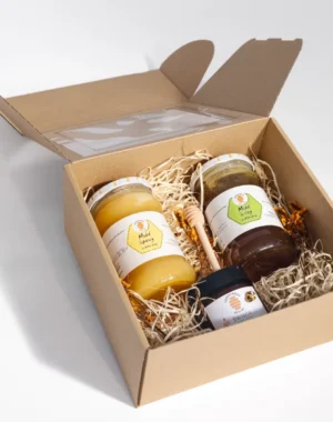 Zestaw prezentowy 2 miody 400/410g + świeca