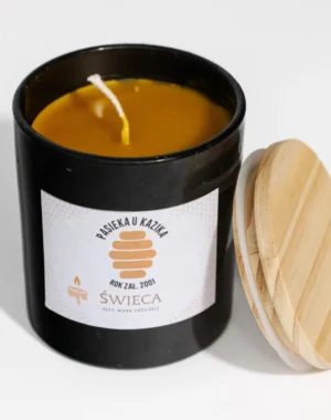 Świeca z wosku pszczelego w słoiku 300 ml