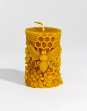 Świeca Duża z wzorem z naturalnego wosku pszczelego